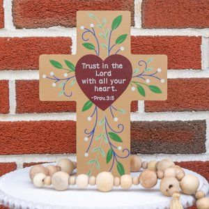 Inspirational Decorative Cross TRUST IN THE LORD WILL ALL YOUR HEART Prov 3:5